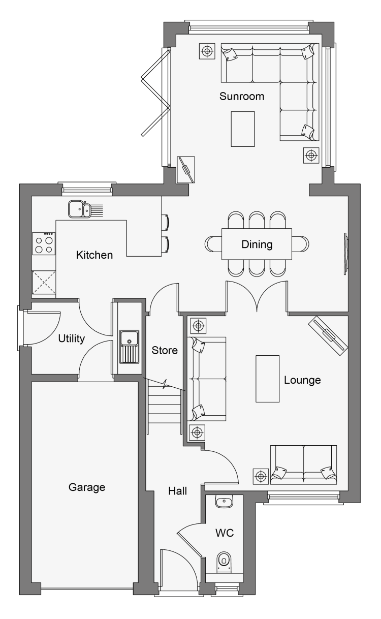 Maple GOL + Sunroom Ground Floor Floorplan for WEB