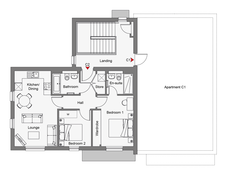 C2 Apartment Floor Plan
